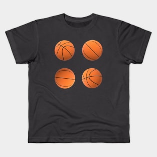 Basketball Lovers Basketballs Pattern for Fans and Players (Black Background) Kids T-Shirt